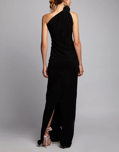 Knotted One-shoulder Maxi Dress