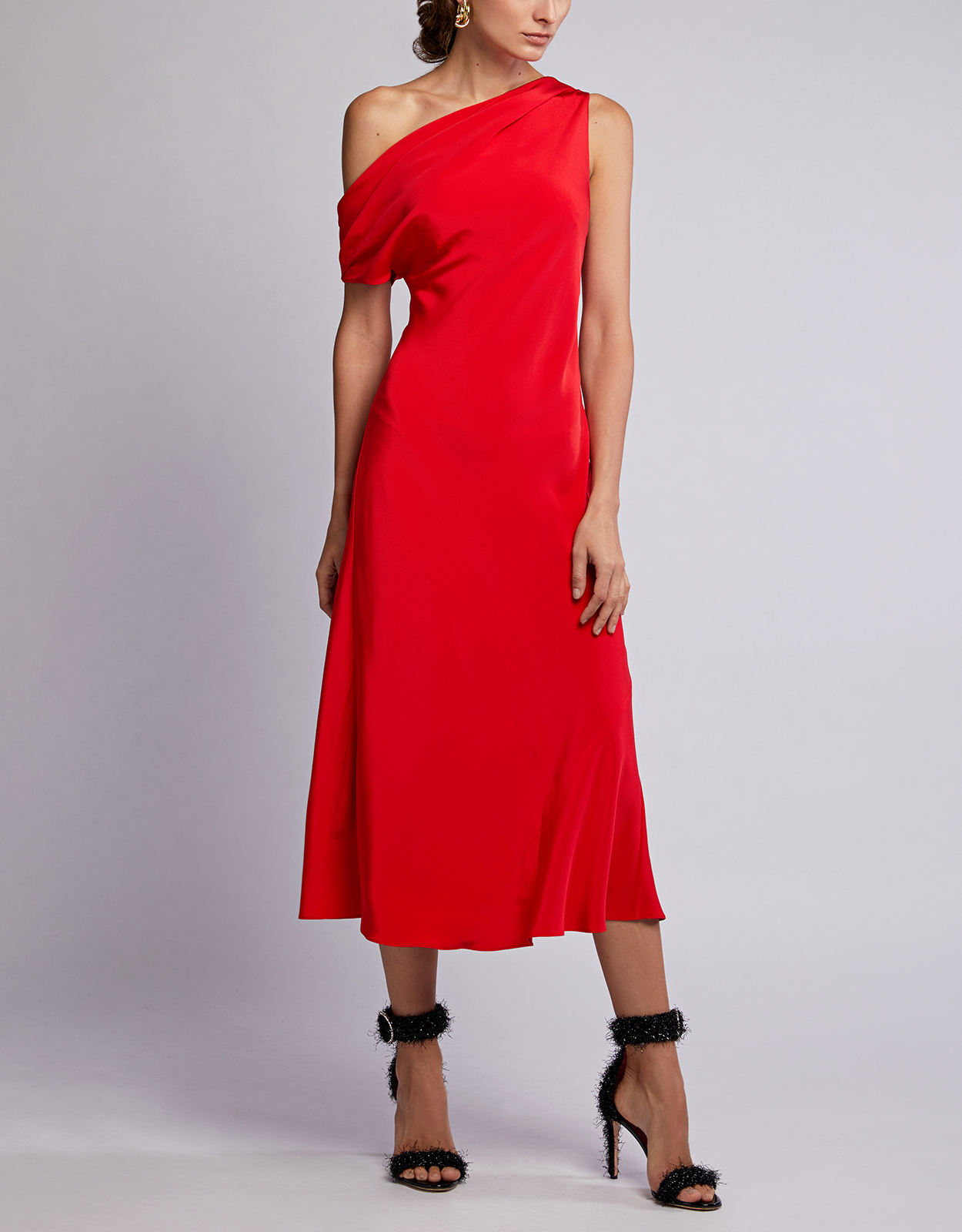 strapless open back dress Royal Blue A-Line One Shoulder Long Prom Dress Bridesmaid Dress OP398 main image 1
