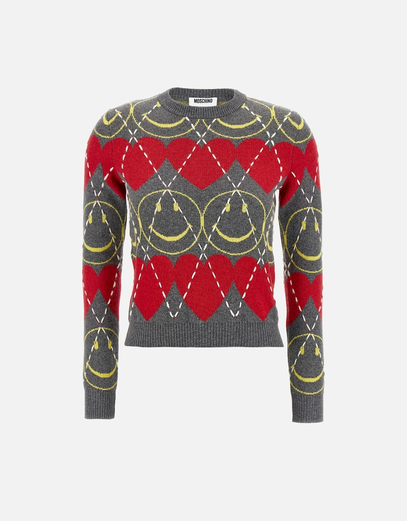 Moschino Wool And Cashmere Blend Smiley Sweater (Knitwear) IFCHIC.COM