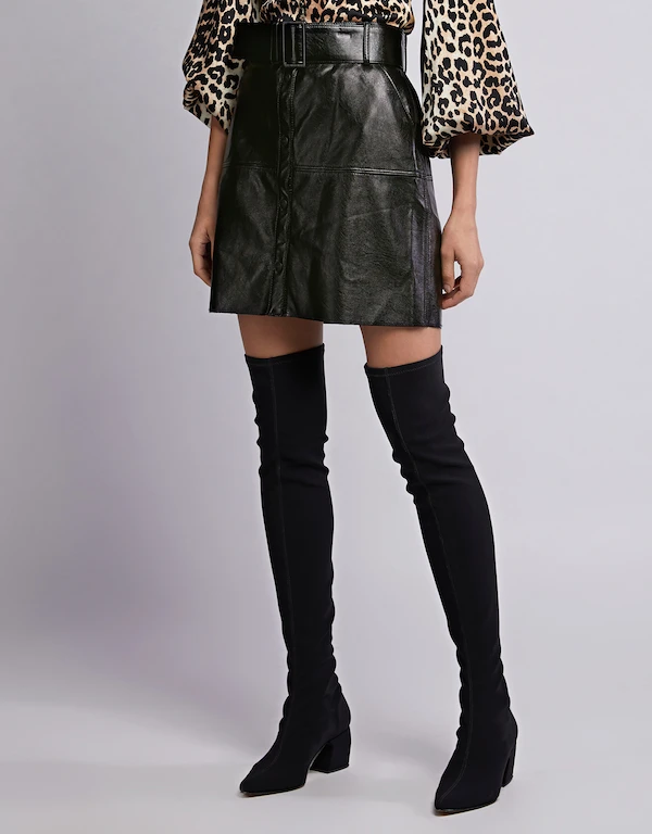MSGM Faux Leather Belted Mini Skirt