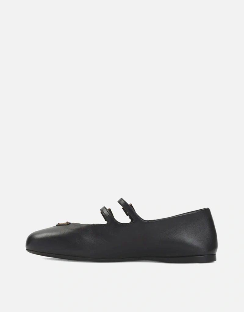 Prada Nappa Leather Double-Buckle Ballerina Flats () IFCHIC.COM