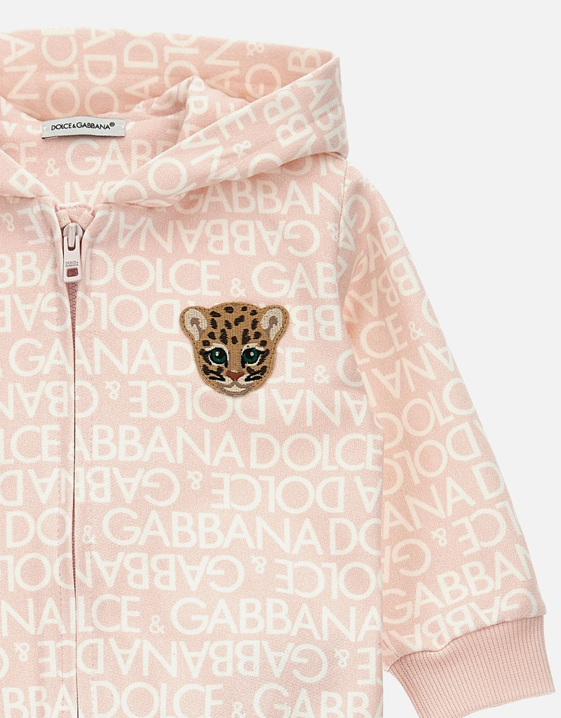 キッズ Dolce & Gabbana 千鳥柄パーカー 9〜10歳 Leopard-print cotton