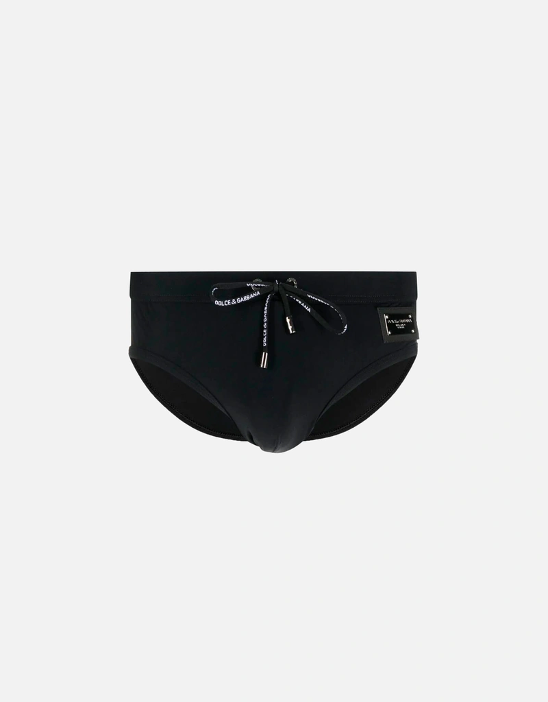 Dolce & Gabbana メンズ ロゴパッチ ドローストリング スイムショーツ