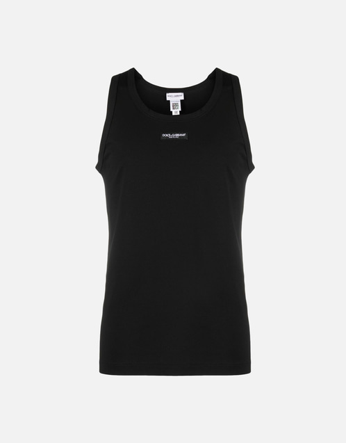 Dolce & Gabbana メンズ ロゴラベル付きストレッチコットンタンク