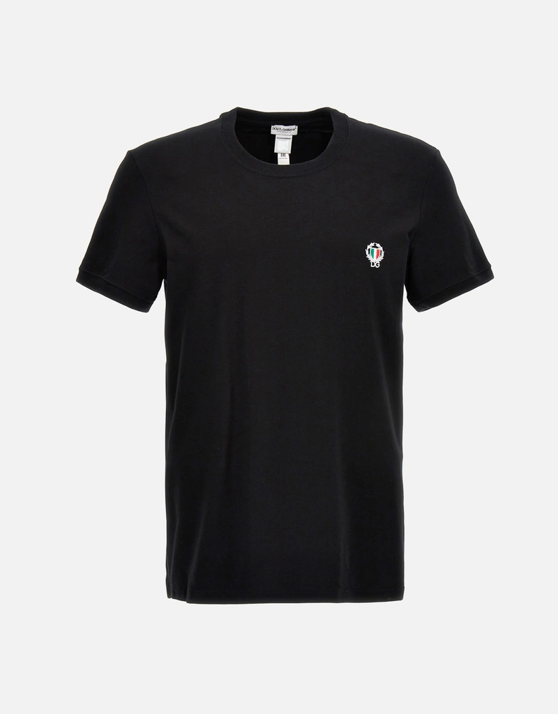 Dolce & Gabbana メンズ ロゴ刺繍入りコットンTシャツ () IFCHIC.COM