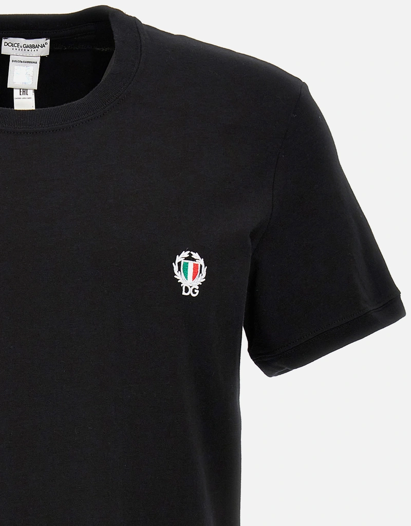 Dolce & Gabbana メンズ ロゴ刺繍入りコットンTシャツ () IFCHIC.COM