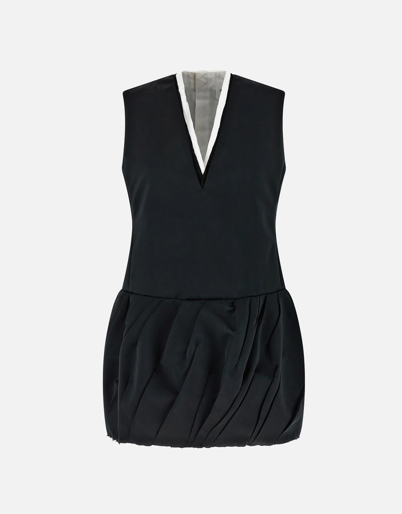 Jil Sander V-neckline Sleeveless Pleated Mini Dress (Dresses,Mini Dresses)  IFCHIC.COM
