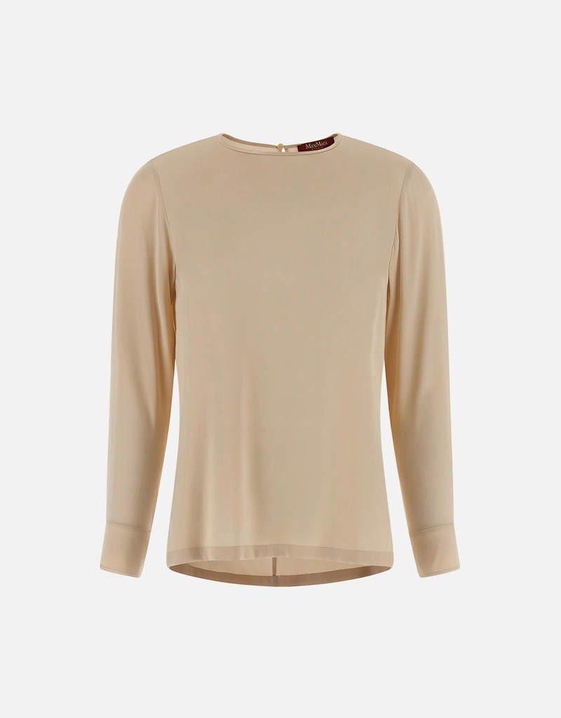 Max Mara Studio クルーネックストレッチシルクサテンシャツLodi