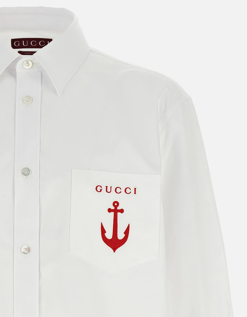 Gucci メンズコットンポプリンシャツ刺繍入り (すべての新品) IFCHIC.COM