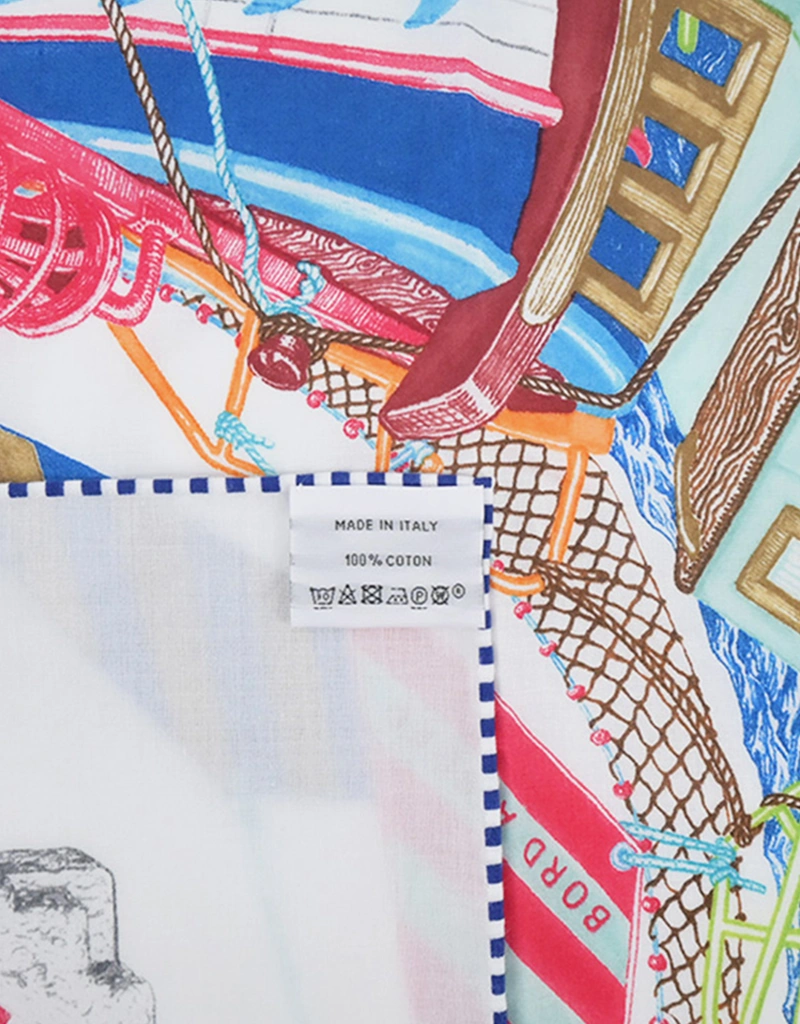 Hermès エルメス「Bord a Bord 80」 コットン スカーフ（手巻き縁
