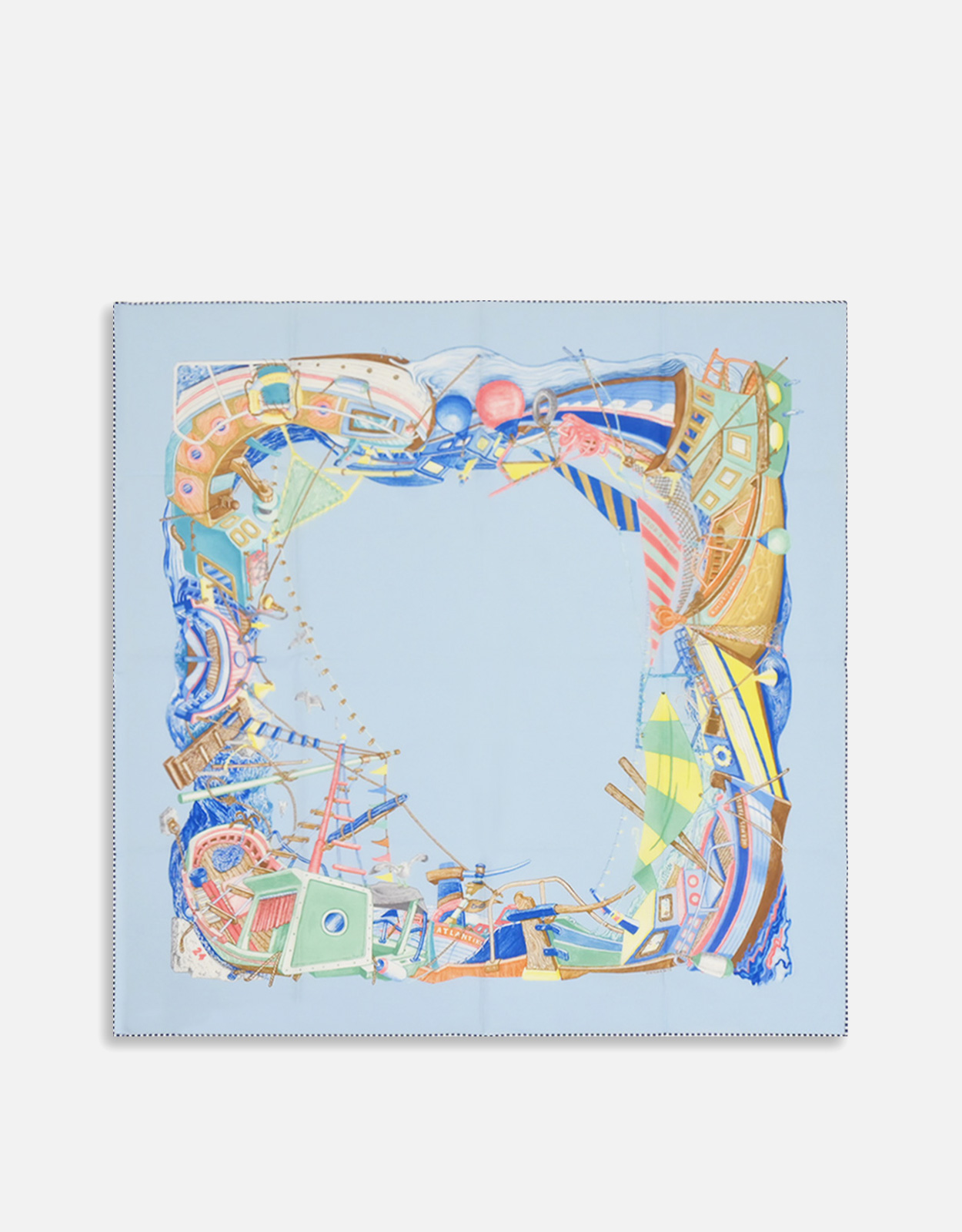 Hermès エルメス「Bord a Bord 80」 コットン スカーフ（手巻き縁