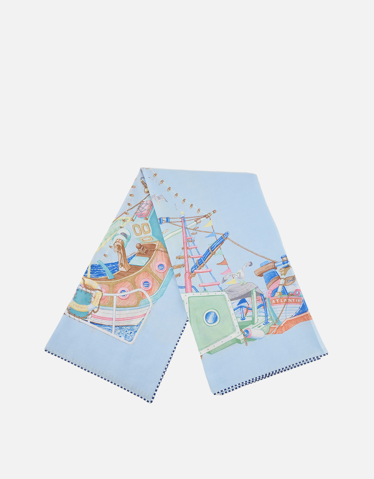 Hermès エルメス「Bord a Bord 80」 コットン スカーフ（手巻き縁