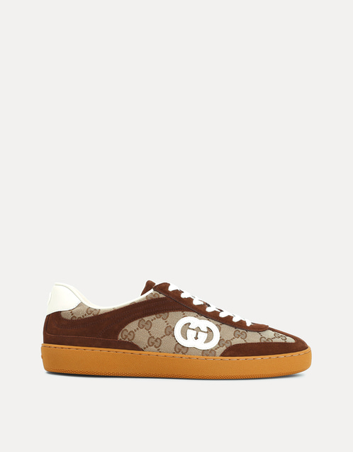 GUCCI ブラウン シューズ Gucci Men's G75 Suede And Canvas Low-Top Sneakers (All New In