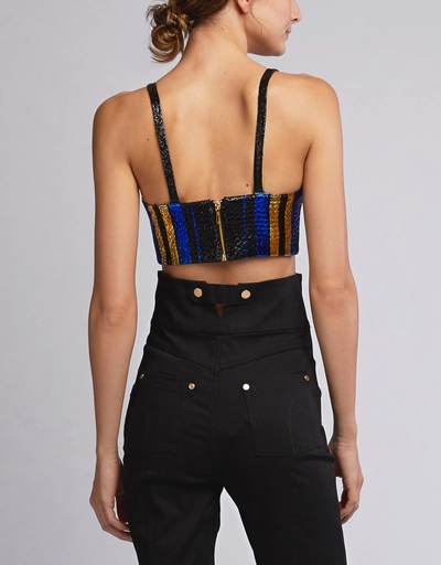 One World Striped Lurex Cropped Top