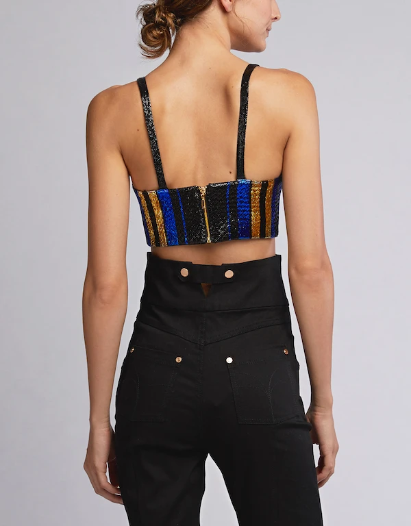 Alice McCall One World Striped Lurex Cropped Top