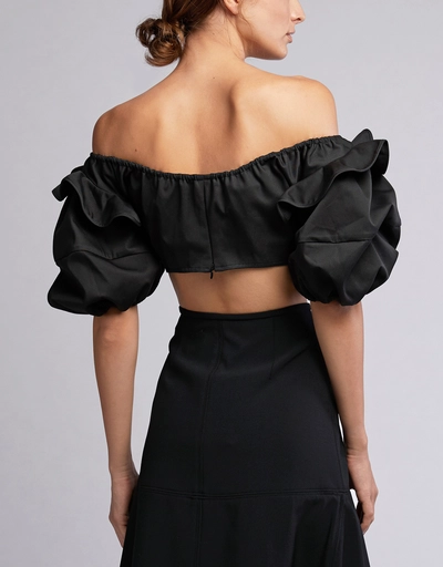 Hilaria Off-Shoulder Ruffle Sleeve Cropped Top