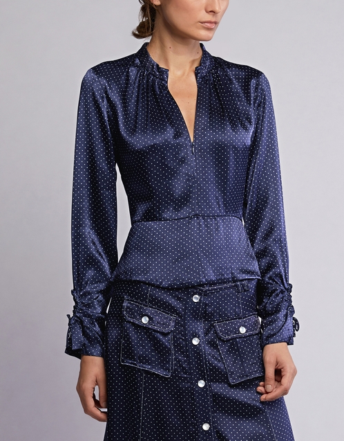 Ganni High Neck Cut-out Back Dotted 