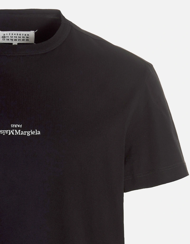 Maison Margiela メンズ コットン刺繍リバースロゴTシャツ () IFCHIC.COM