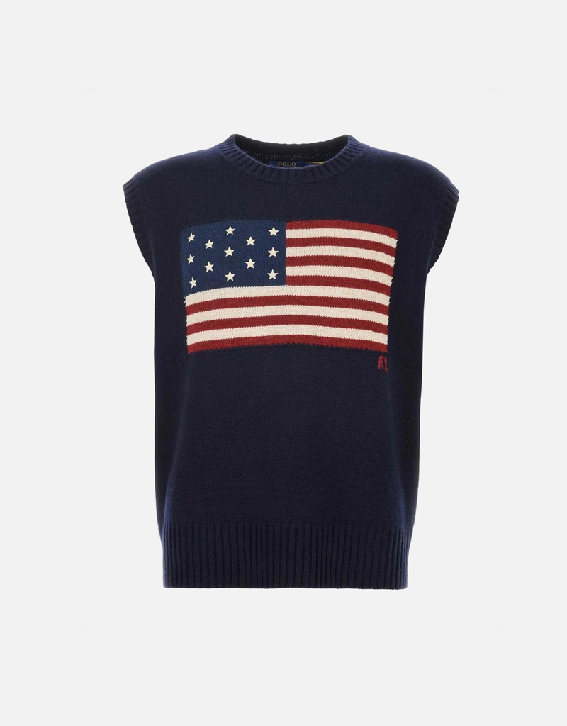 Polo Ralph Lauren メンズウール混紡刺繍ルーズフィットベスト