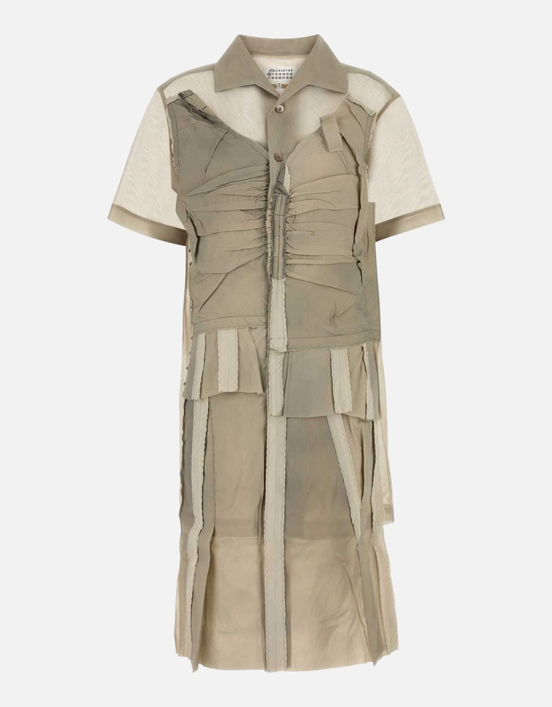 Maison Margiela Mesh Inserts Shirt Knee Length Dress () IFCHIC.COM Maison Margiela Mesh Inserts Shirt Knee Length Dress () IFCHIC.COM