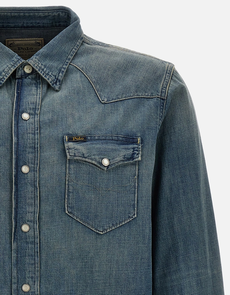 Polo Ralph Lauren メンズTexanaコットンブルーデニムシャツ (デニム