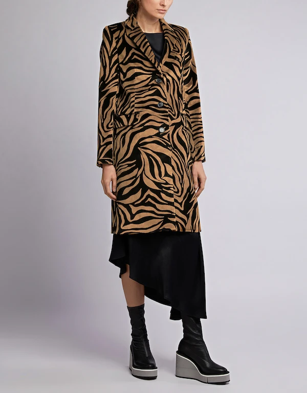 Rosalin Tiger Print Cotton-velour Coat