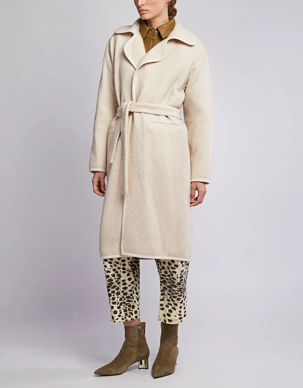 Rachel Comey Ousia Chevron Wool-blend Wrapped Coat