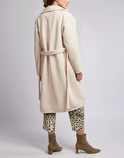 Ousia Chevron Wool-blend Wrapped Coat