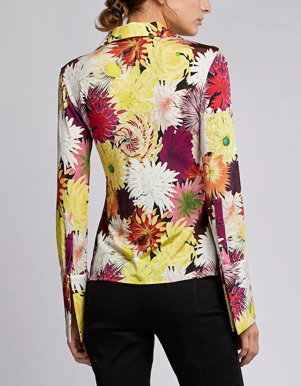 Ellery Sala High Neck Floral Fitted Blouse
