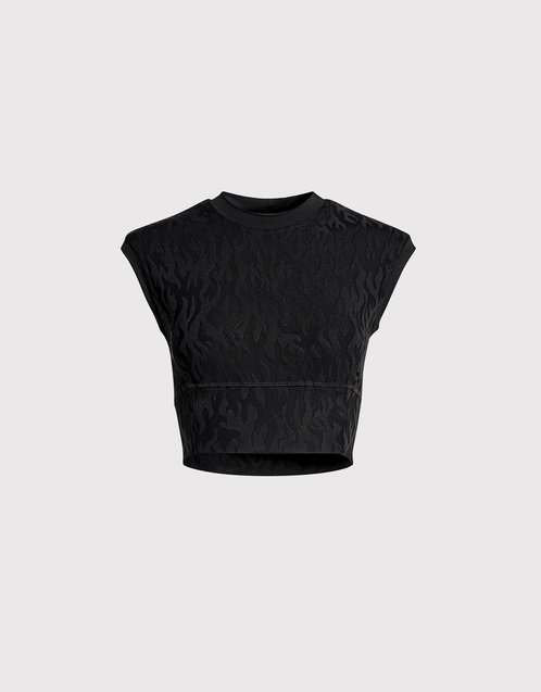ALO YOGA Black Ribbed Knotty Short Sleeve Crop Top L BRAND NEW 