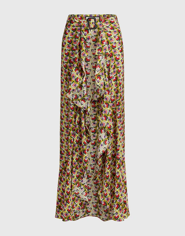 Alexis Baxter 幾何印花高低裙擺圍式長裙