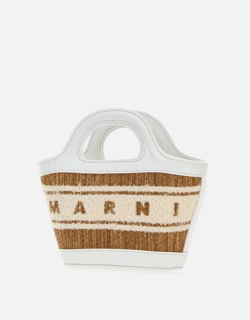 Marni ツートーンラフィアレザー マイクロトロピカリア ハンドバッグ