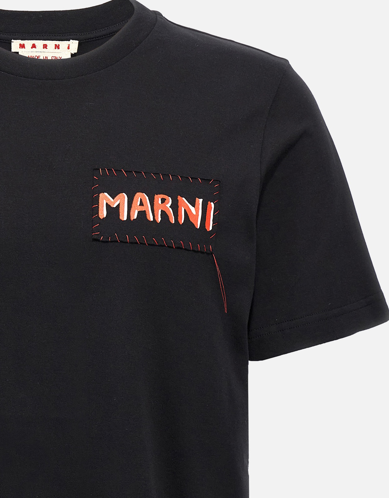 MARNI Black cotton logo t シャツ　40 Marni Men's Cotton Logo T-Shirt (Tops & T-shirts,T-shirts) IFCHIC.COM