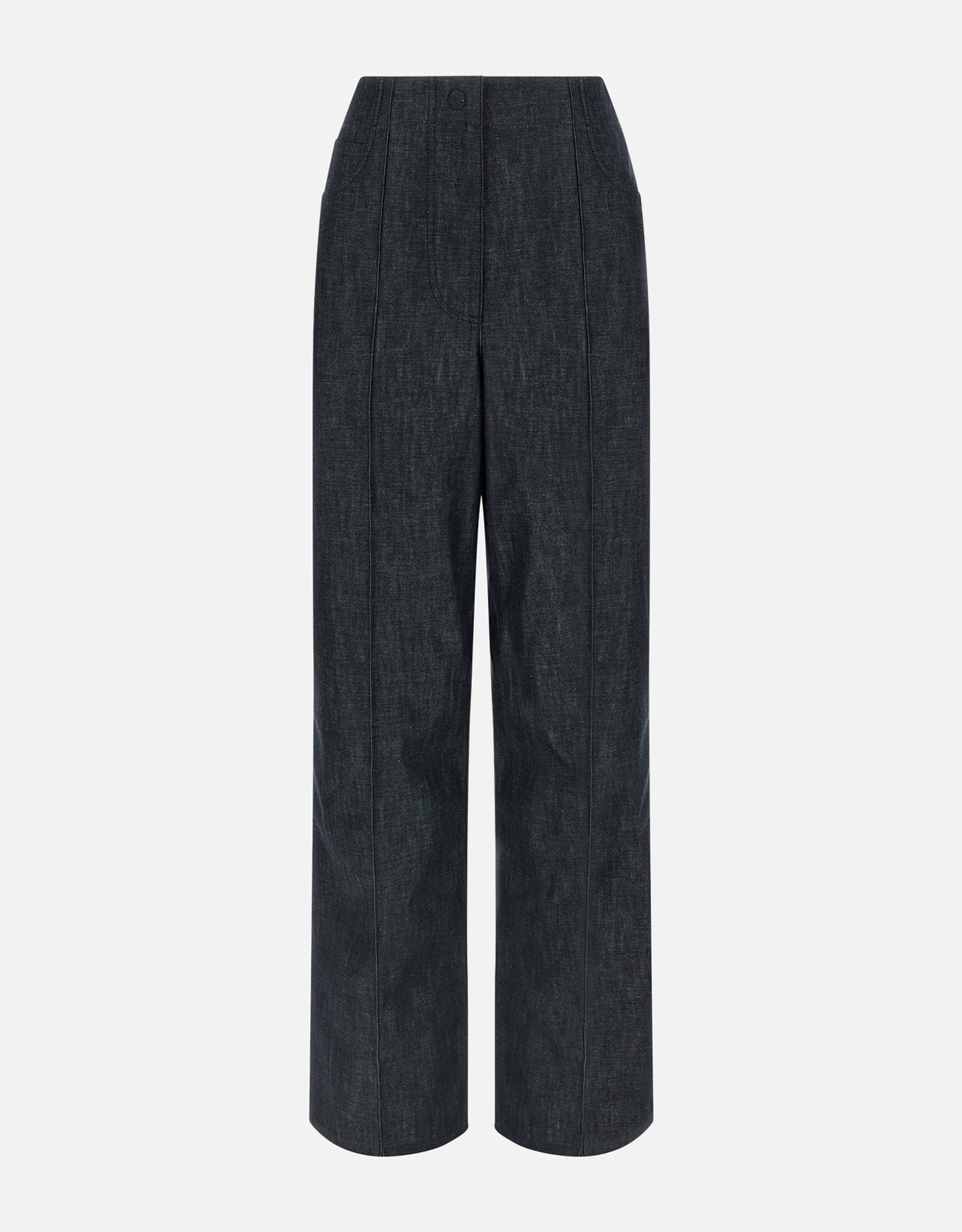 FENDI デニムワイドパンツ ダークブルー/ピンク 極美品 Fendi ライトブルー FF シャンブレーパンツ (パンツ,ワイドパンツ
