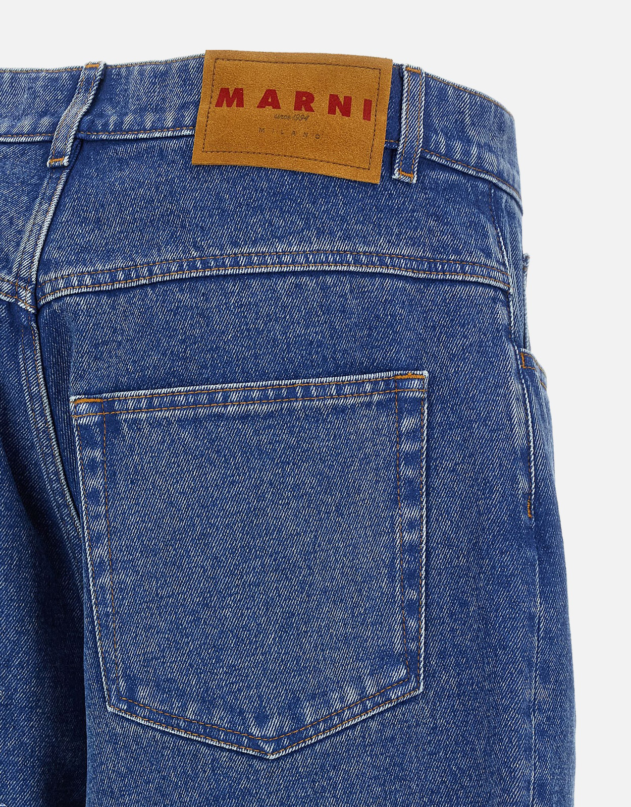Marni メンズ コットンデニム ローウエスト ワイドレッグジーンズ