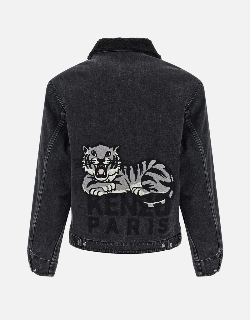 Kenzo Men's Denim Teddy-Effect Embroidered Jacket (Clothing