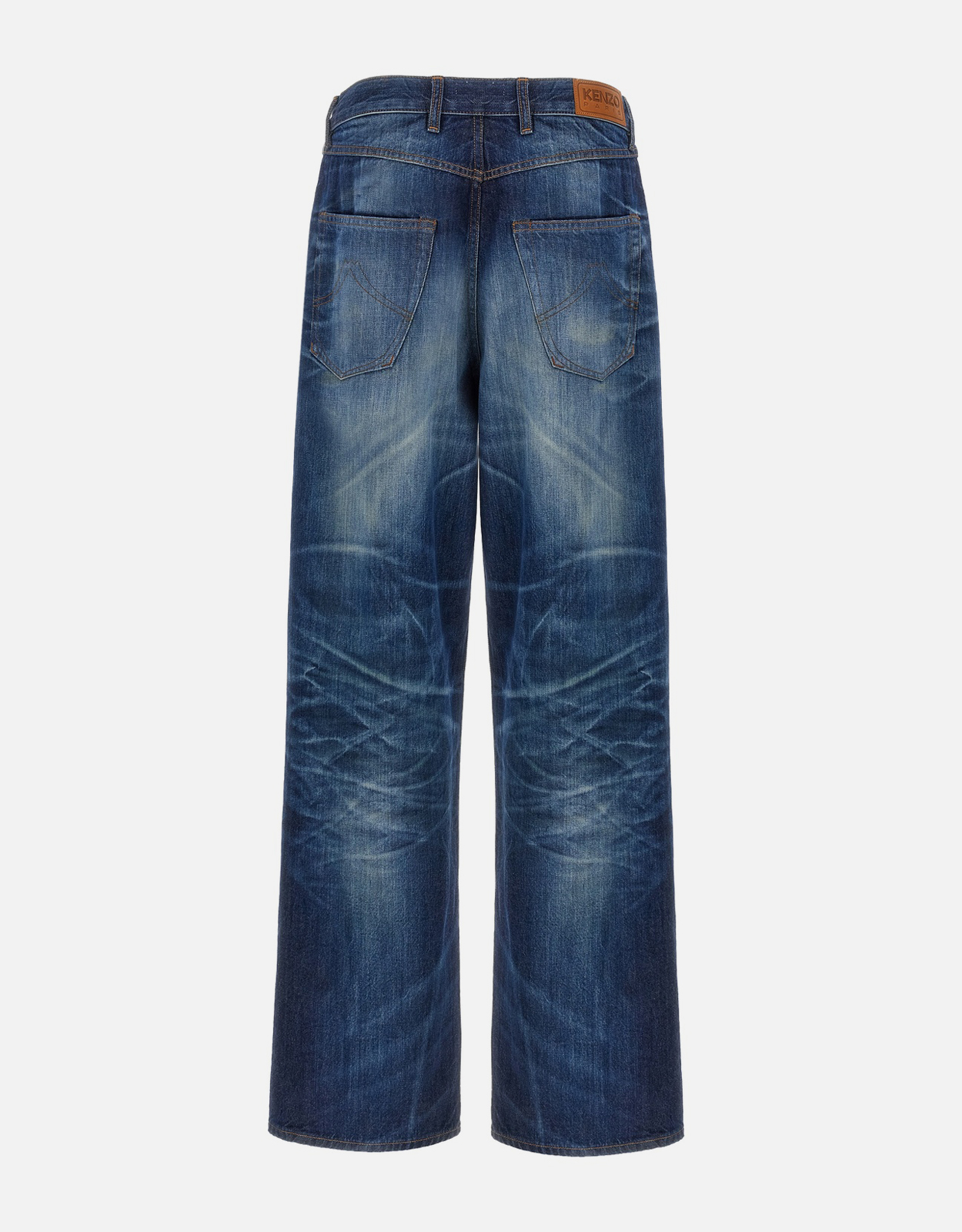 Kenzo メンズ日本製デニムロングワイドレッグジーンズ (アパレル