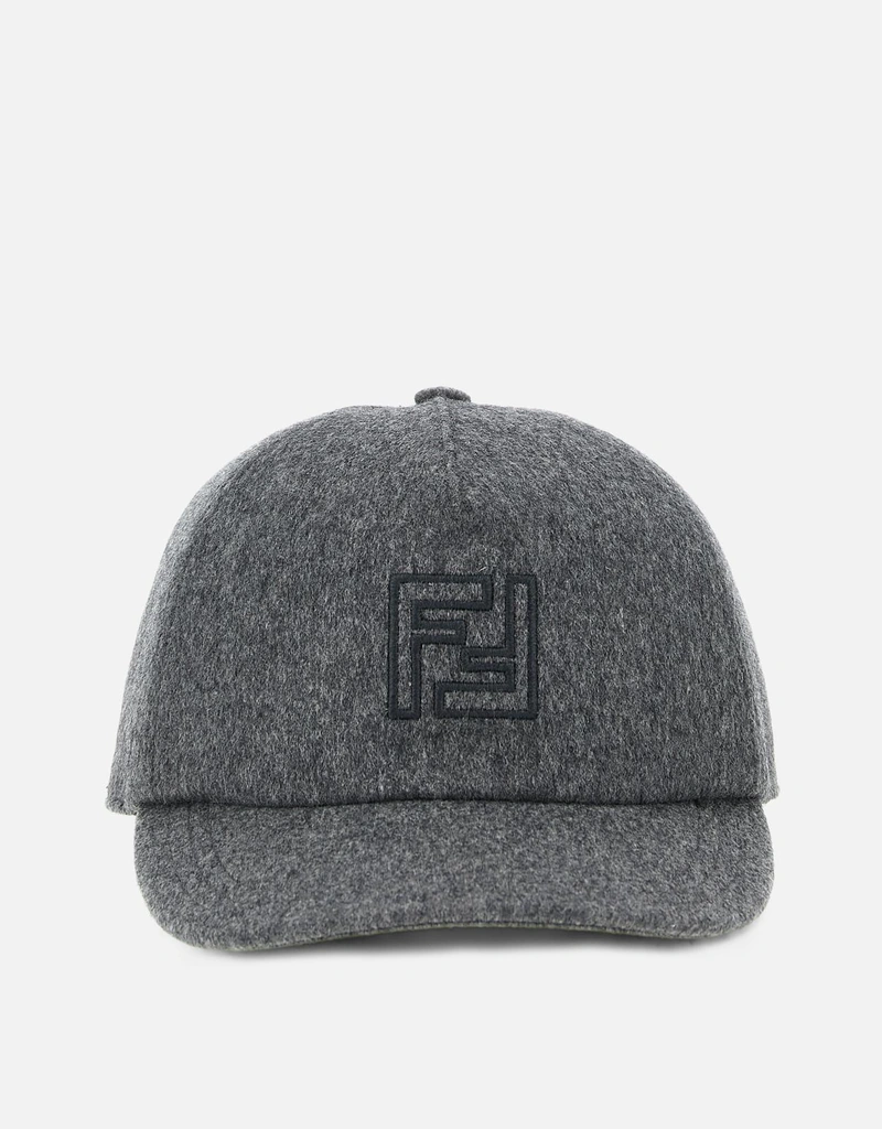 Fendi メンズ ウールカシミヤ 刺繍 調節可能 ベースボールキャップ Fendi メンズ ウールカシミヤ 刺繍 調節可能 ベースボールキャップ
