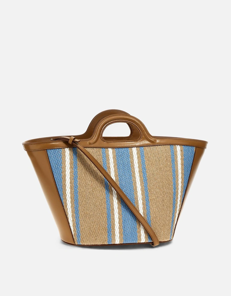 Marni トロピカリア 小さめサイズ レザー ラフィア風 ハンドバッグ