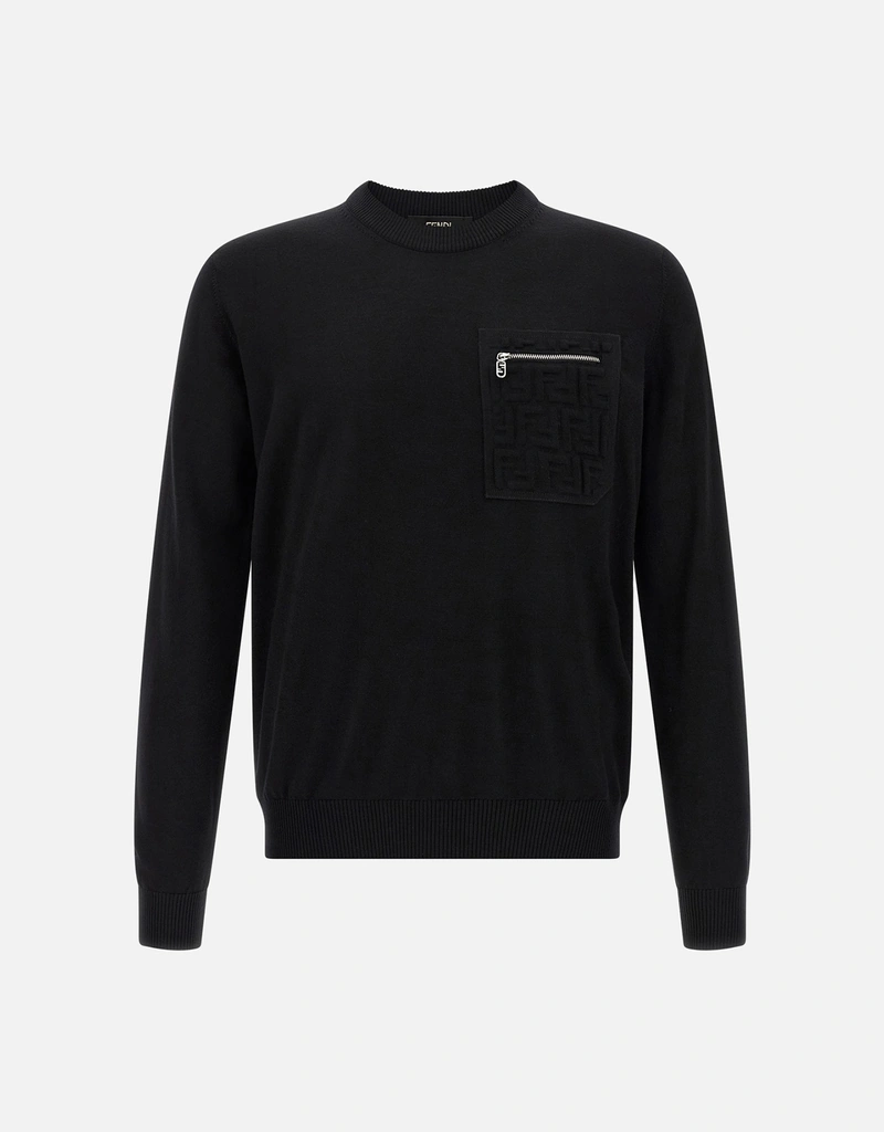 Fendi メンズ ウール エンボス FFロゴ ポケット付 プルオーバー