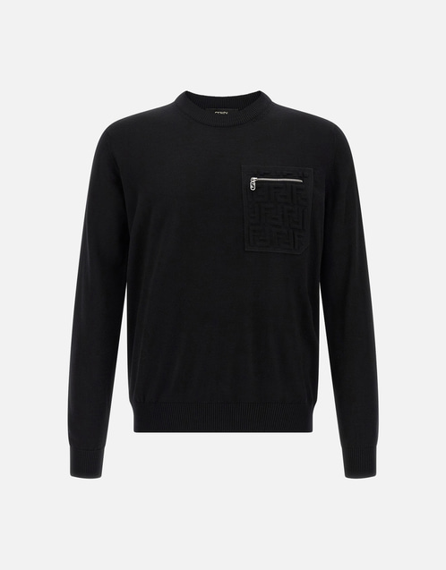 Fendi メンズ ウール エンボス FFロゴ ポケット付 プルオーバー