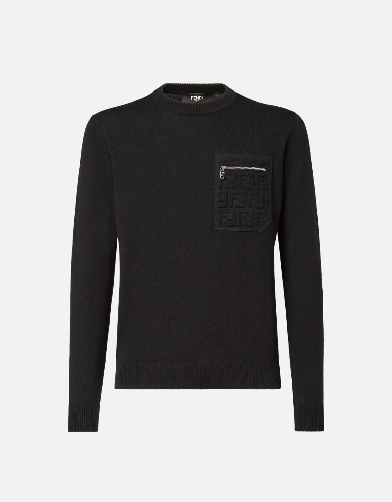 Fendi メンズウールジップ付きポケットレギュラーフィットセーター