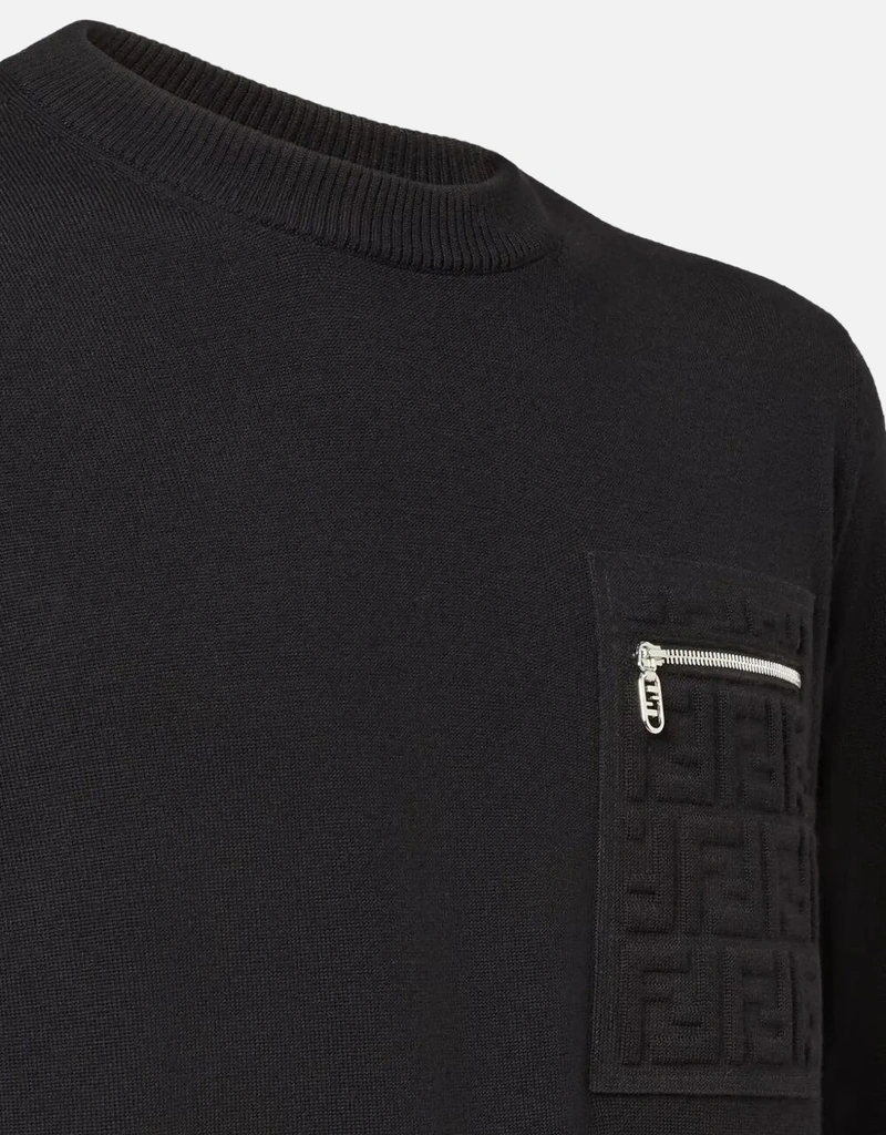 Fendi メンズウールジップ付きポケットレギュラーフィットセーター
