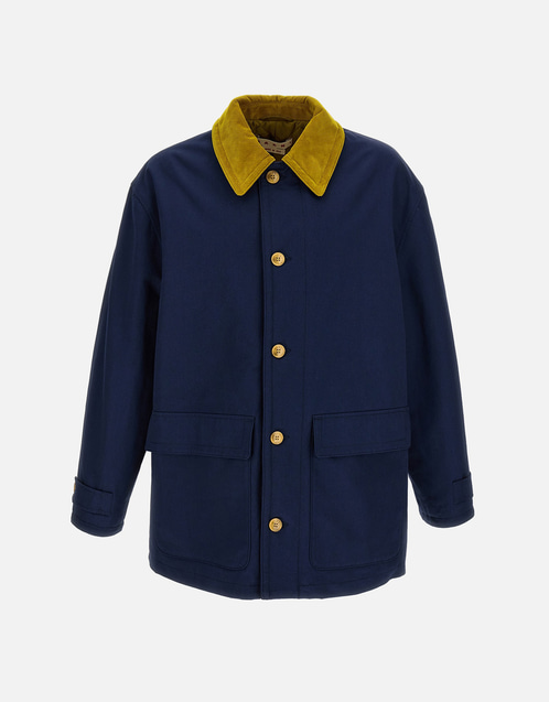 Marni メンズ コットンギャバジン 切り替えコーデュロイ襟 パーカー