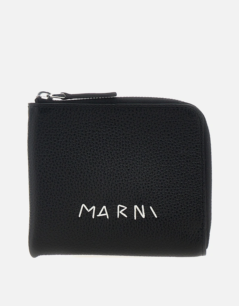 Marni メンズ ロゴ入り カーフスキンレザー ジップアラウンドカード