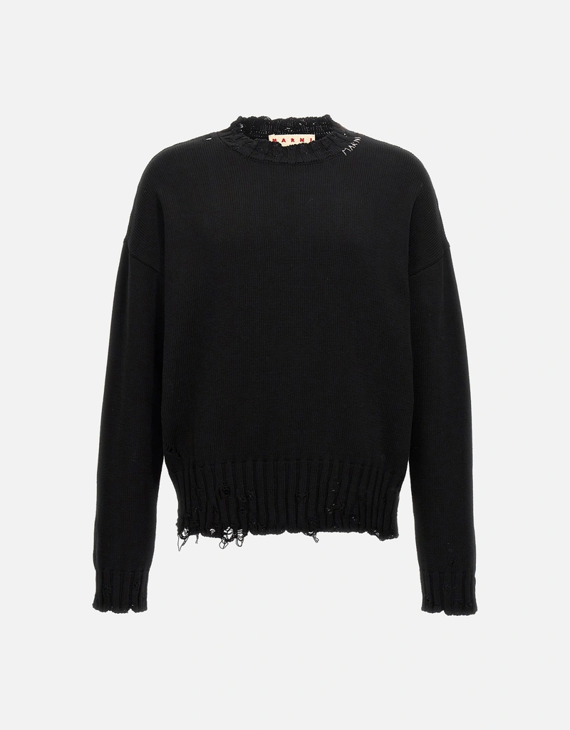 Marni メンズ コットン デストロイ加工セーター (ニットウェア) IFCHIC.COM