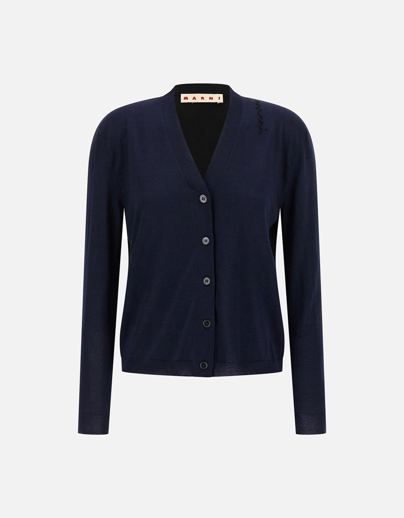 Marni バージンウール混 パッチワークカーディガン (ニットウェア