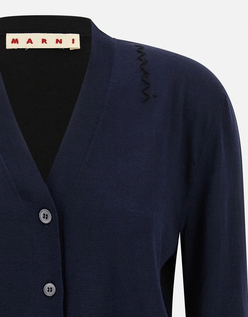 Marni バージンウール混 パッチワークカーディガン (ニットウェア