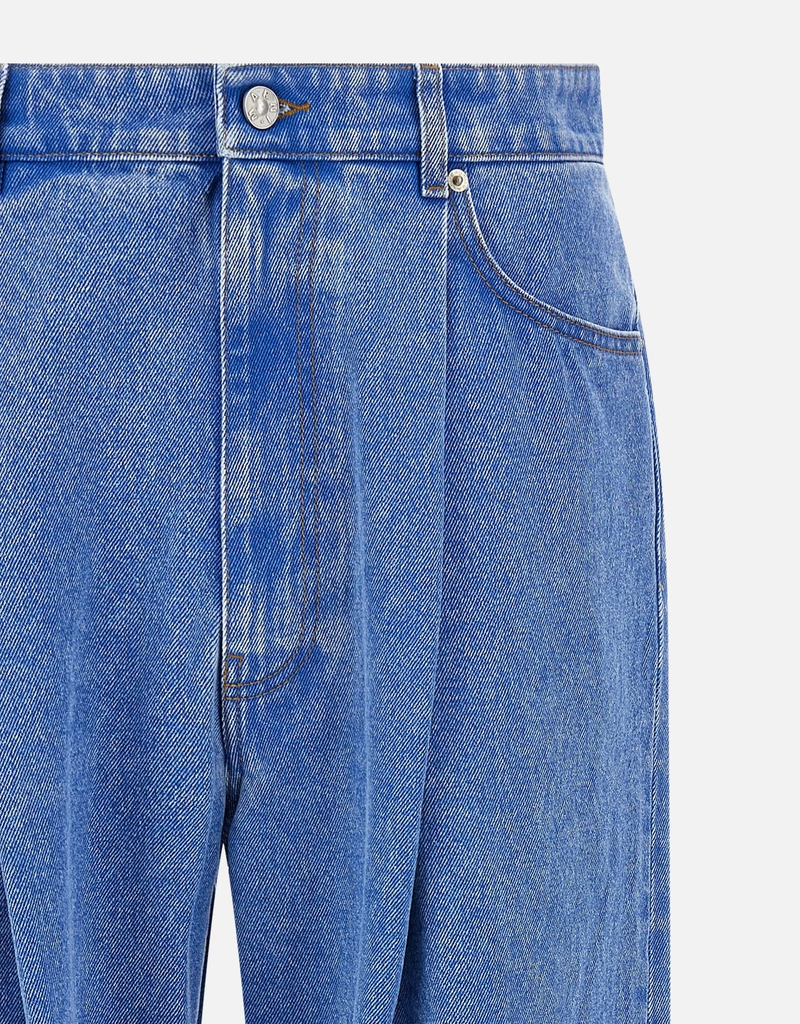 Marni メンズ コットン ワイドレッグ ローウエストジーンズ (アパレル