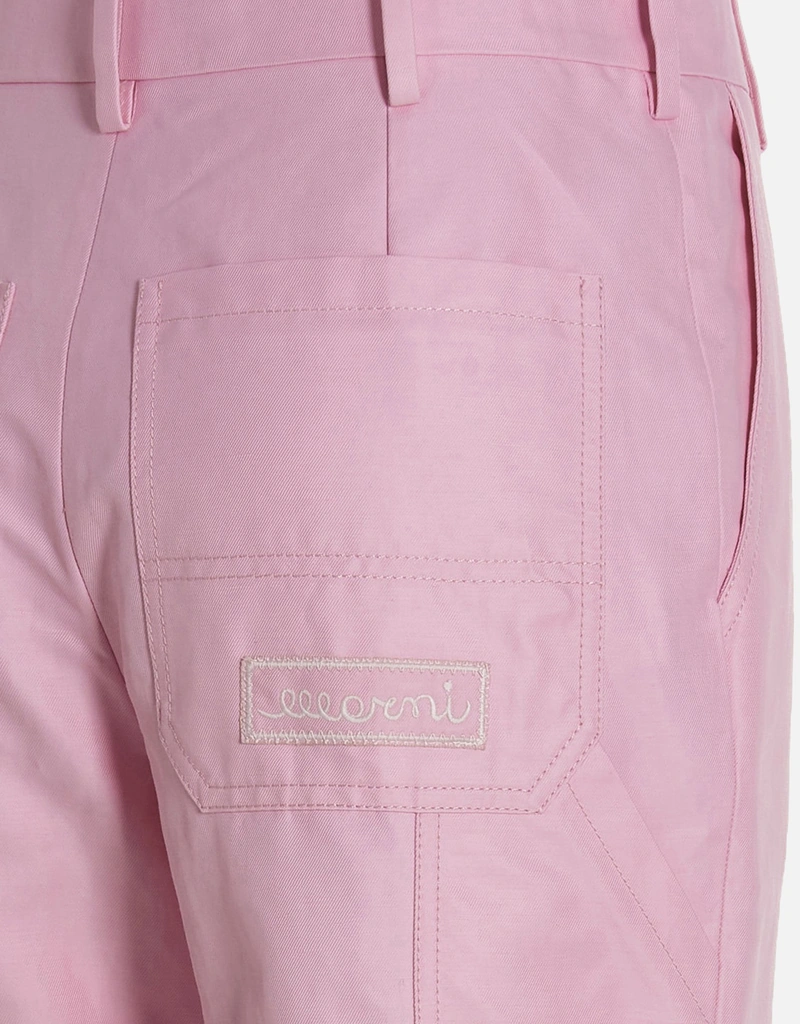 Marni コットンリネン 裾ドローストリング ストレートレッグパンツ